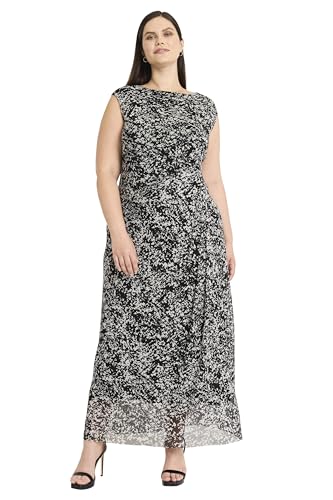Image of Maggy London Women's Women's Sleeveless Maxi A-line Dress with Sheer Overlay Hem - Elegant Special Occasion Wedding Guest Dress