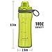 Bonison Sports Bottle Water with Flip Top Lid Leak Proof BPA Free Drinking Water Bottle for Travel Yoga Running Outdoor Cycling and Camping, 14 oz, Green