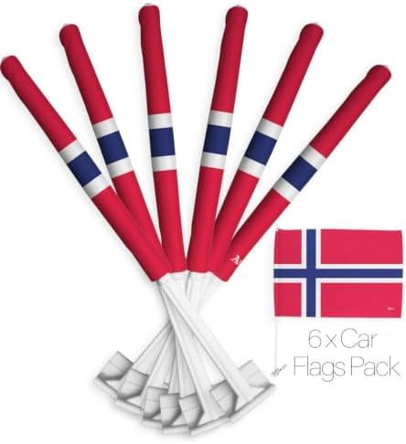 Norwegian Flag for Car 6 Pcs Pack Bandera para Carros De Norway Poster Banner Truck Auto Decorations for Window Clip Pole Accessories FIFA Outdoor Flags Trophy Game Football Soccer Sports Fans Gifts image 2