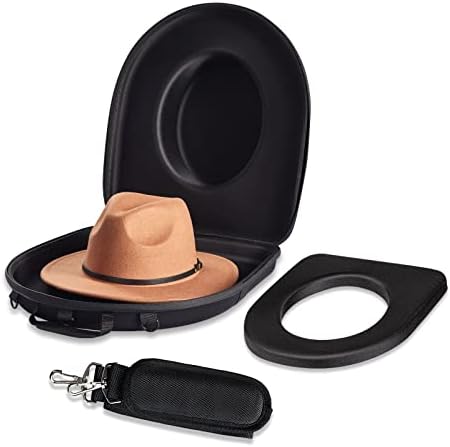 MOSLA Hat Box Travel Fedora Case Universal Size Hat Carrier,Sleek Hat Storage Case Easily Straps to Suitcase or Carried on Shoulders,Travelling Hat Boxes Gift Idea for Men Black