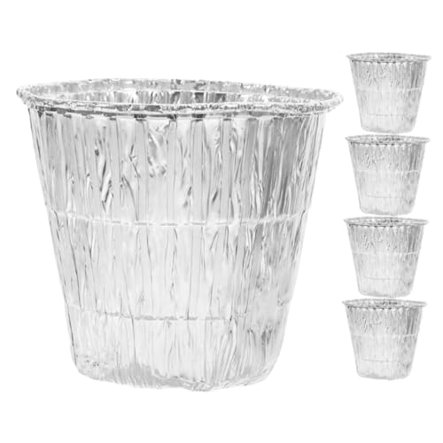balacoo 5pcs Disposable Grill Pans Aluminum Foil Grease Containers and Drip Pans Ideal for Kitchen and Outdoor Use