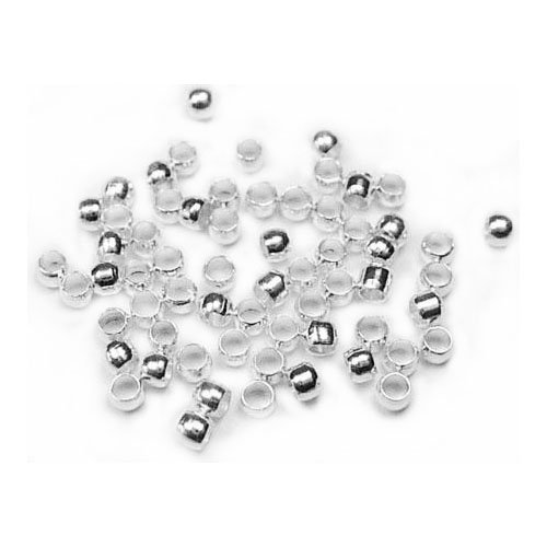 Brass Crimp Beads Bright Silver Barrel 2mm Pack of 850+