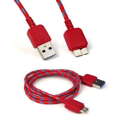 SOSAM Fashion Braided Fabric USB 3.0 Charger Cable for Samsung Galaxy Note 3 (Red)