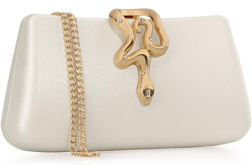 Image of Women's Formal Evening Clutch Purse Synthetic Leather with Snake Clasp, Detachable Strap for Wedding, Prom, Party