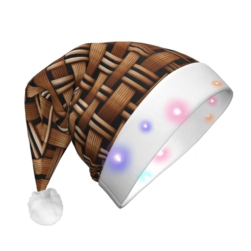 AYYQWE Sombrero de Navidad brillante con estampado de rejilla tejida de mimbre para adultos, para fiestas, Año Nuevo, celebraciones de Navidad