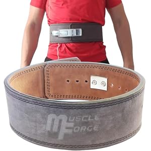 Leder Powerlifting Gürtel mit Stahlschnalle – Gewichthebergürtel für Powerlifting, Weightlifting Belt for Bodybuilding, Krafttraining, Größe S/M/L