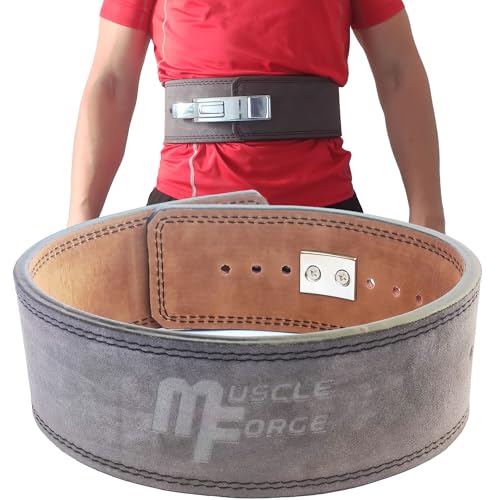 Leder Powerlifting Gürtel mit Stahlschnalle - Gewichthebergürtel für Powerlifting, Weightlifting Belt for Bodybuilding, Krafttraining, Größe S/M/L