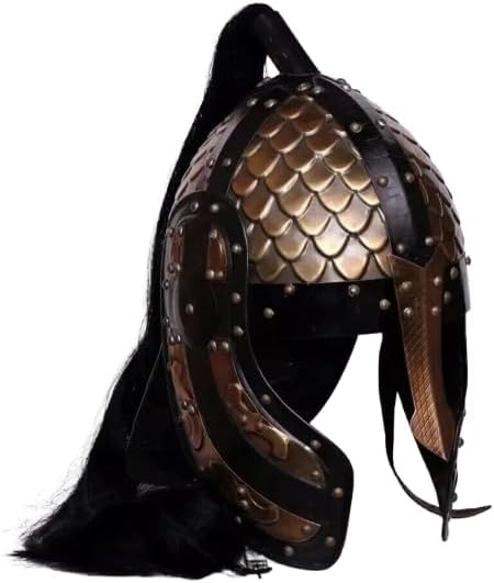 Medieval Steel Hussar Helmet, 18 Gauge, with Plume, Norman Viking Style, Standard Size, Handmade Replica, for Adults