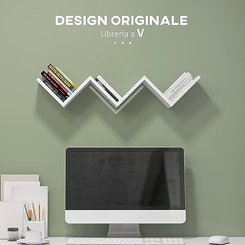 HOMCOM Libreria a Parete Sospesa di Design in