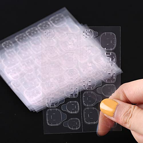 Nibiru 10 Sheets Nail Adhesive Tabs, Environmentally Waterproof Nail Art Tools Double-Side Nail Glue Sticker Jelly Gum For False Nails Press On Nails (Pink, 0.03Mm) #TOP1