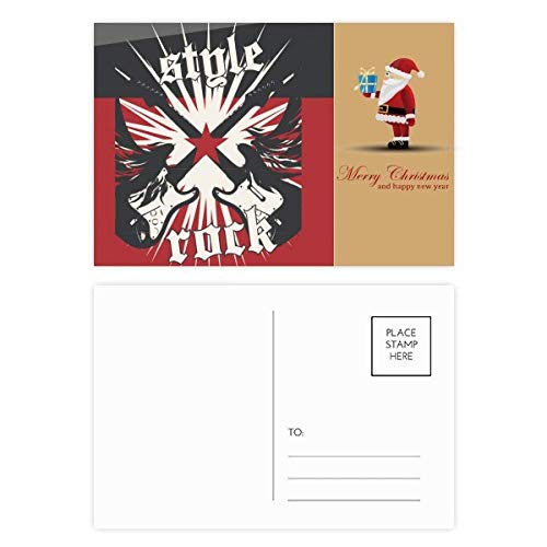 Cartes postales Père Noël Guitar Rock Passion pour vos vœux de fin d'année