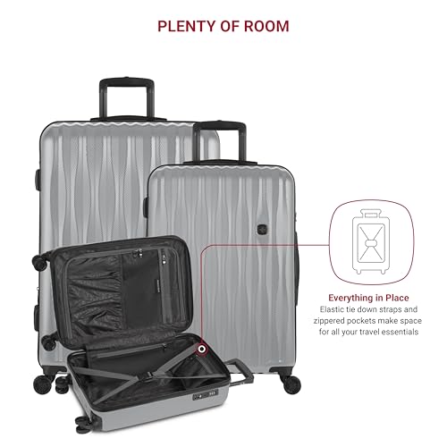 Image of SwissGear 7272 Energie Hardside Expandable Luggage with Spinner Wheels, Silver, 3-Piece Set (19 /24 /27)