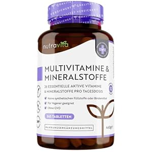 Multivitamin & Mineralstoffe – 365 hochdosierte Tabletten mit Bioaktiv-Formen und Premium-Rohstoffen – Unabhängig Laborgetestet – vegane, Multivitamintabletten mit 26 aktiven Vitamine