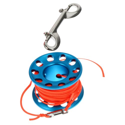 Carrete de dedo para buceo submarino en cuevas y snorkel con línea de 30 metros azul