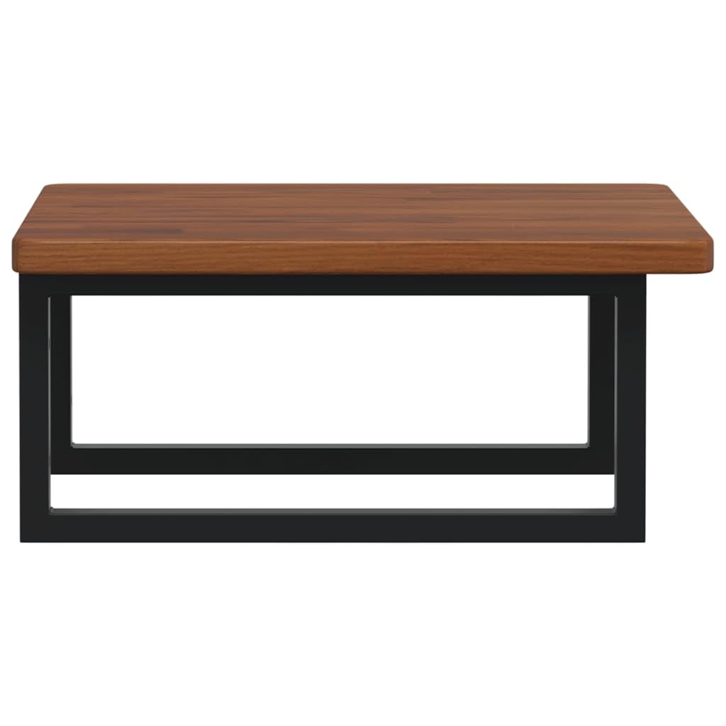 Piano per lavabo, 50 x 50 cm, in rovere massiccio, con supporto in acciaio, colore nero, design moderno, robusto e durevole, salvaspazio, per bagno, ospiti, WC, cucina