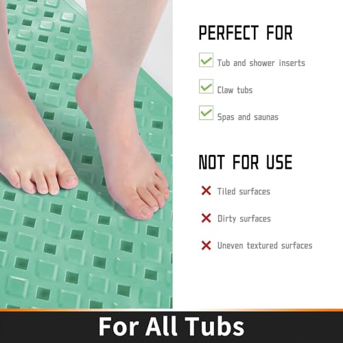 Yimobra Original Bath Tub and Shower Mat 70 X 40 cm, Non-Slip with Drain Holes, Suction Cups, Machine Washable, Phthalate Free, No Latex, No BPA, Marrs Green