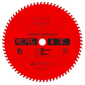 Freud 12-Inch Thin Kerf Sliding Compound Miter Saw Blade, 72 Teeth, ATB Grind, LU91R012