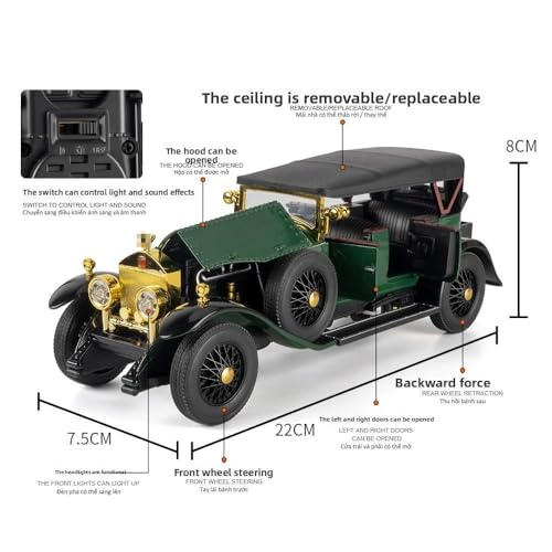 Image of Invite 1:24 Diecast Cars Phantom Generation Vintage Car Collectibles,Die Cast Metal Pull Back Cars with Lights and Sounds | Model Car Kits Adults and Boys [Multicolor]