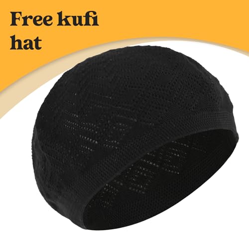 Tapete de oración musulmán con cuentas y gorro Kufi, gris miniatura 6