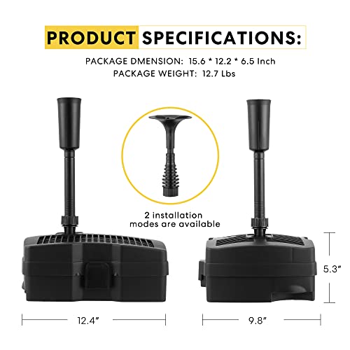Vivohome 660 Gph Submersible Pond Filter Pump Fountain Kits With Outdoor Smart Plug With 3 Individually Controlled Outlets #TOP7