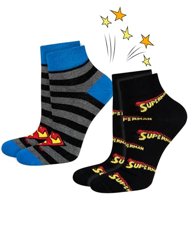 soxo Calcetines de Superman para Hombre Calcetines Tobilleros Motiv con Superhéroes 40-45EU, Set
