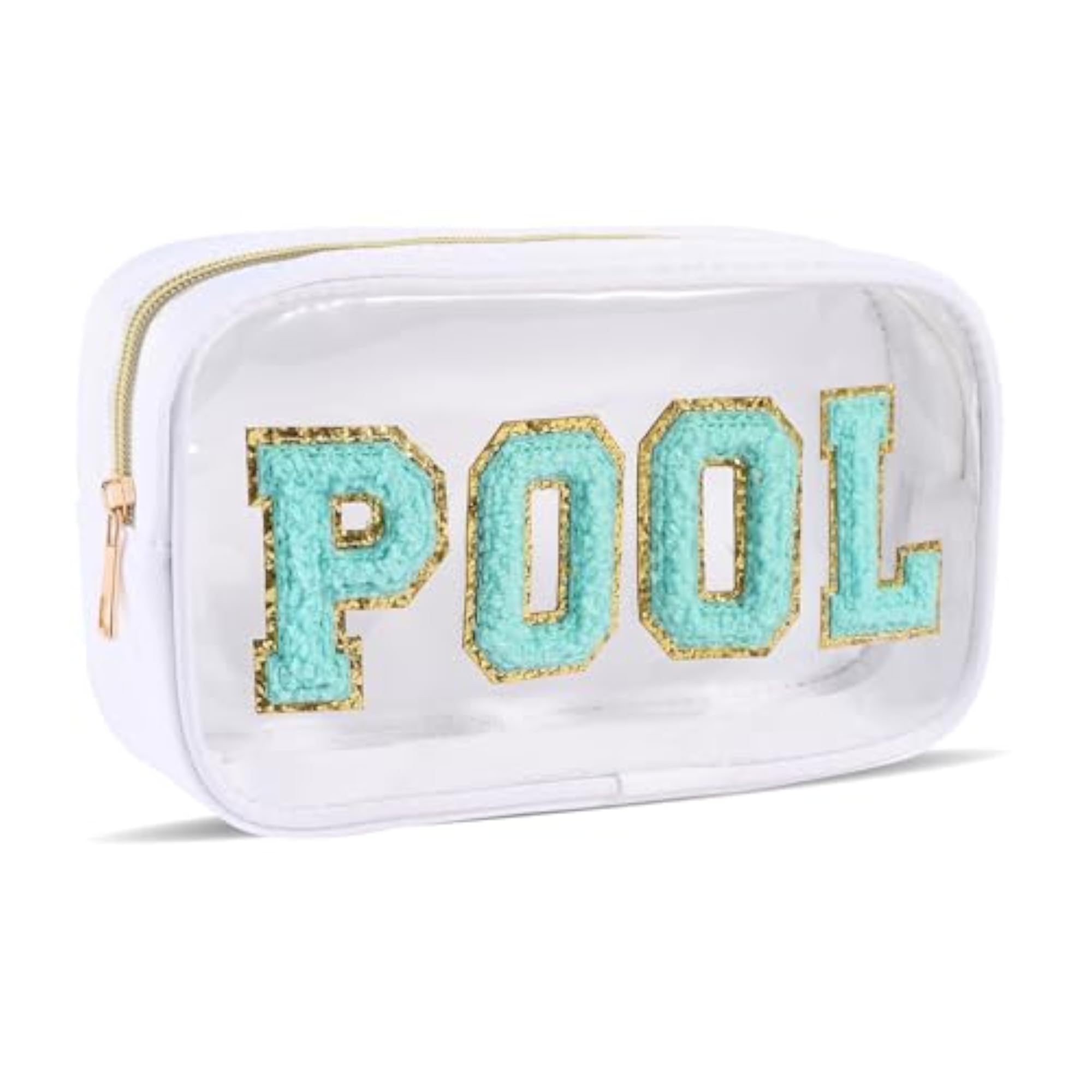 Clear Makeup Bag with Chenille Letter Zipper Pouch