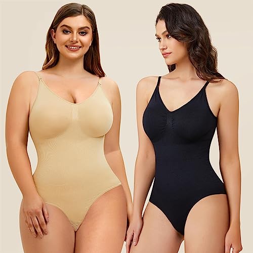 Junlan Women Shapewear Bodysuit Tummy Control Full Body Shaper Shaping Leotard Tops Seamless Waist Trainer Vest