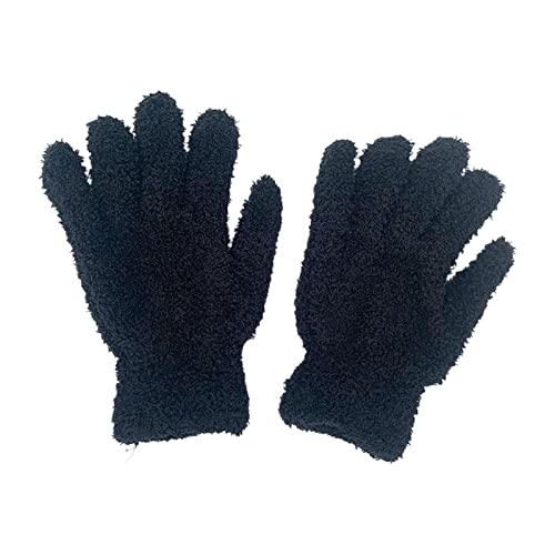 Winter Coral Gloves Windproof Women Full-finger Gloves Thicken Outdoor Ski Gloves Solid Color