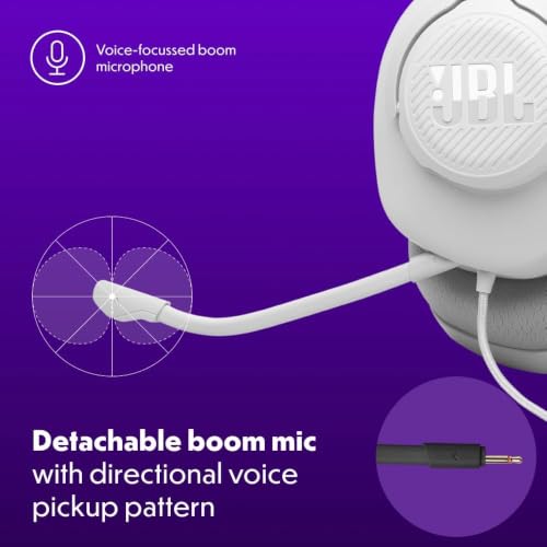JBL Quantum 100M2 Gaming-Headset, Abnehmbares Mikrofon, 3,5-mm -Weiß – Ansicht 5