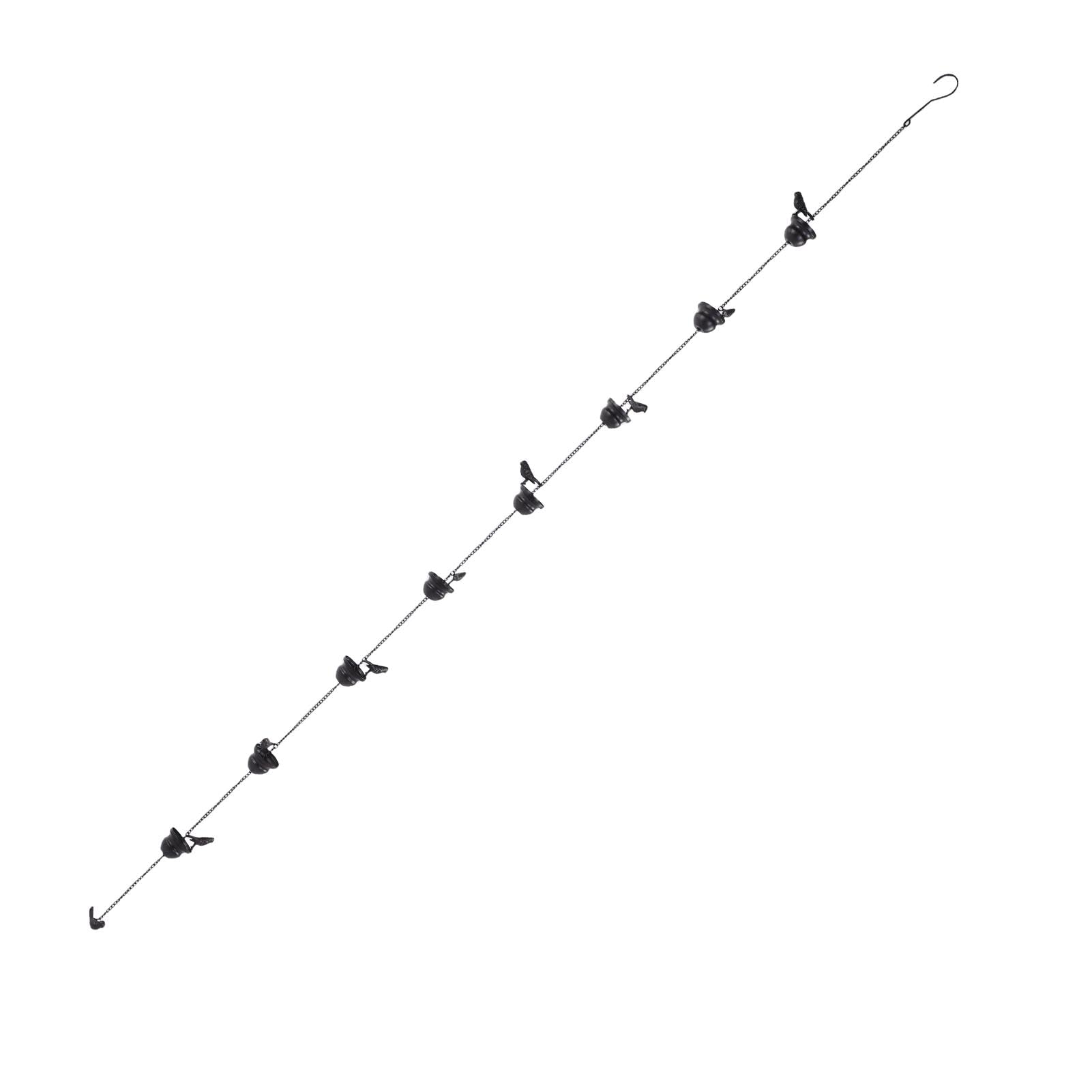Catena Antipioggia per Uccelli in Metallo per grondaie Design Raffinato ed Elegante con Flusso d'Acqua Decorazione Esterna Ottone Antico Ferro 8 Uccelli 2,4 m