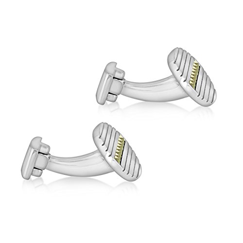 Hoxton London Manchetknopen van sterling zilver, ovale marcasiet, bezette geribbelde manchetknopen Voor Herren - Image 4