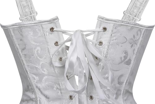Image of Women's Lace up Gothic Jacquard Shoulder Straps Tank Overbust Shaper Corset Bustiers Top