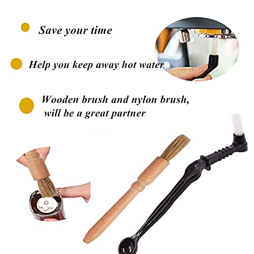 Coffee Brush Set Professional Espresso Brush Kit Include Wooden Coffee Grinder Machine Cleaning Brush And Nylon Espresso Brush For Coffee Machine Group Head (5) #TOP1