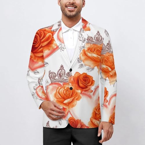 Valentine's Rose Heart Men's Slim Suit Long-Sleeve Prom Tuxedo Classic Two Button Business Jacket2