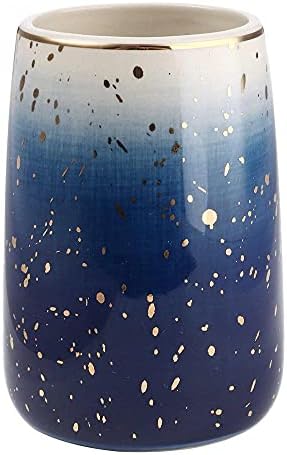 Ceramic Bathroom Accessories Set, 4-Piece Gradient Blue Bathroom Accessories Set Complete with 2 Gargle Cups,1 Soap Dishes,1 Lotion Dispenser