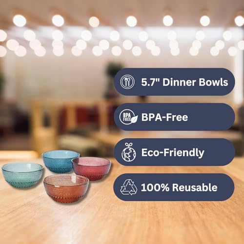 Image of WRINGO Multi Color Glass Bowl for Kitchen Prep, Dessert, Dips, and Candy Dishes, Cake, Snack Bowl Set of 6 Or Nut Bowls, and Microwave Safe Clear Glass Bowls for Mixing, Storing Size 4.5 Inch (WR-07)