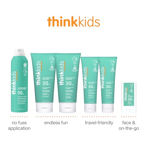 Thinksport Kids SPF 30 Mineral Sunscreen Stick, 0.64 Oz, Safe, Natural, Water Resistant Reef Safe Sunscreen for Children, Broad Spectrum UVA/UVB Sun Screen, Travel Stick for Sun Protection