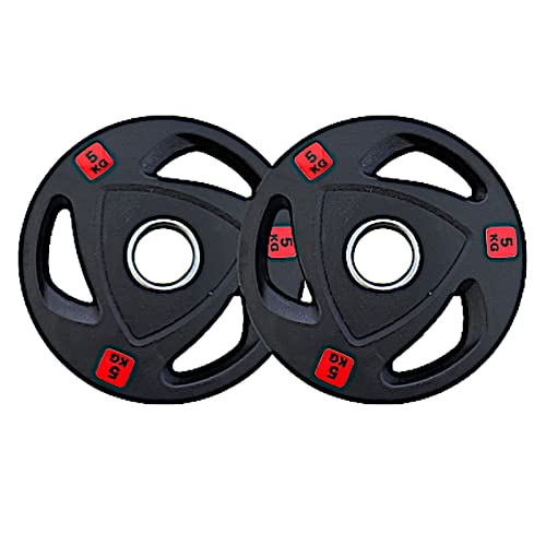 Valhalla Fitness Tri Grip Rubber coated Cast Iron weight Plates, 2.5kg, 5kg, 10kg, 15kg sold as a pair, 20kg & 25kg sold separately. 2-Inch Olympic Grip Plate for Strength Training, Weightlifting