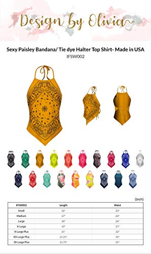 Design by Olivia Women's Sexy Paisley Bandana/Tie dye Halter Top Shirt- Made in USA4