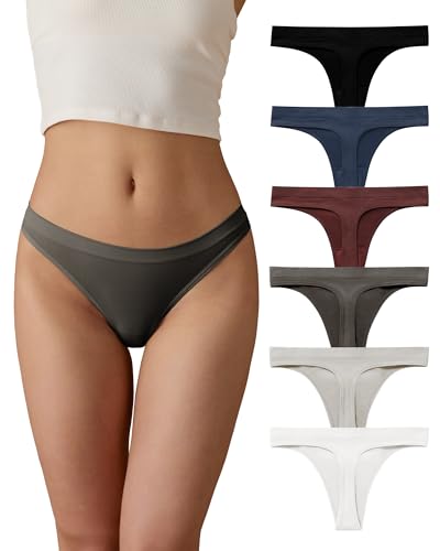 Image of SHARICCA Seamless Thongs for Women Sexy Breathable No Show Thong Underwear Women Multiple Pack