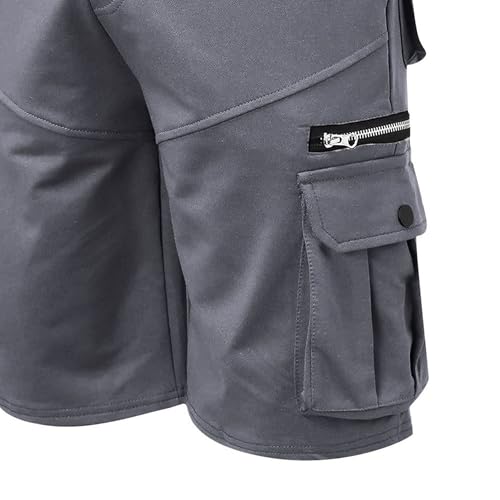 Pantalones cortos cargo para hombre con cintura elástica y bolsillos con cierre miniatura 4