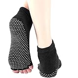 ANATMAN 滑り止め 付き ヨガ ソックス 5本指 レディース (ブラック)