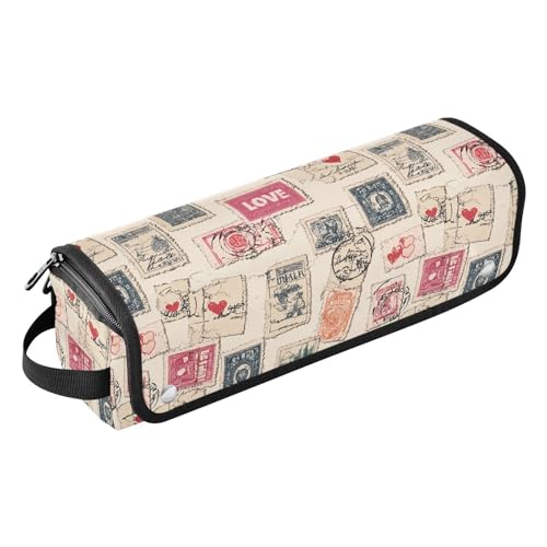 Bolso compacto beige Love Stamp para estilista de cabello, resistente al calor, gran capacidad para secador, plancha y accesorios de peinado para viaje