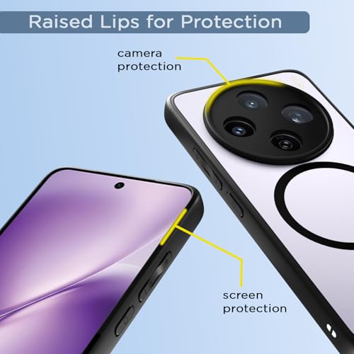 Image of Amazon Basics Back Cover for Vivo X200T 5G Compatible with Mag-Safe | Shockproof Design | Hard Transparent Back Case (Black Mag-Safe)