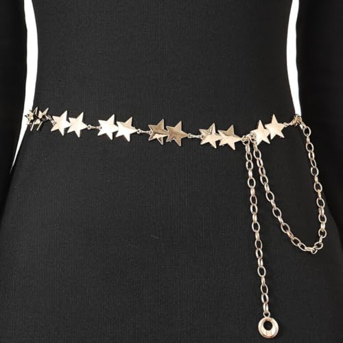 Pooyikoi Star Chain Belt Silver Belts for Women Punk Gold Star Belt Dresses Jeans Waist Chain Belt Y2k Body Jewelry2