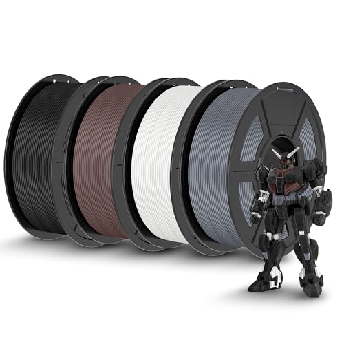 Image of TECBEARS Matte PLA High Speed 3D Printer Filament 1kg*4, Classic PLA Filament 1.75mm 50-600mm /s, High Toughness Matte Filament(Black, White, Grey, Chocolate)