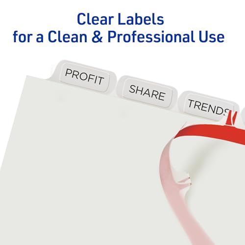 Image of Avery Index Maker Clear Label Dividers, 8-Tab, White, 25 Sets | For Organizing Reports and Presentations, Laser and Inkjet Printable, Reinforced Tear-Resistant Tabs, For 3-Ring Binders