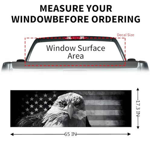 Image of Back Window Decals for Trucks - 65x17.3 in Eagle Flag Window Decal Rear Window Decals for Truck Decor, Creative Pickup Rear Window Decal for Personalized Decoration - Eagle-3-S