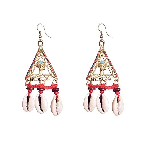 Image of Handcrafted Tribal & Dhokra Art Earrings Collection for Women - Royal Boho Statement Designs in Brass, Wooden, Beaded & Geometric Styles