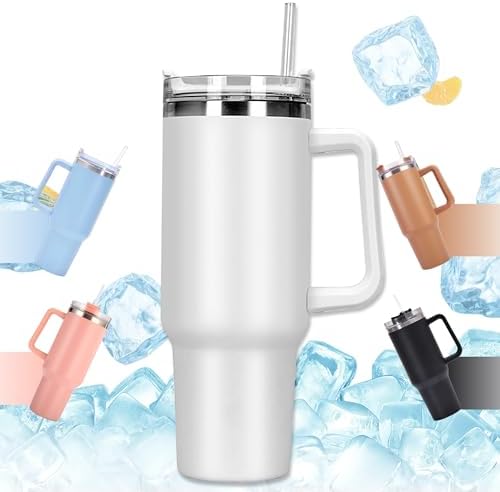 1182Ml 40Oz Mug Isotherme, Thermos Café Avec Poignée Et Paille Tasse À Café Acier Inoxydable